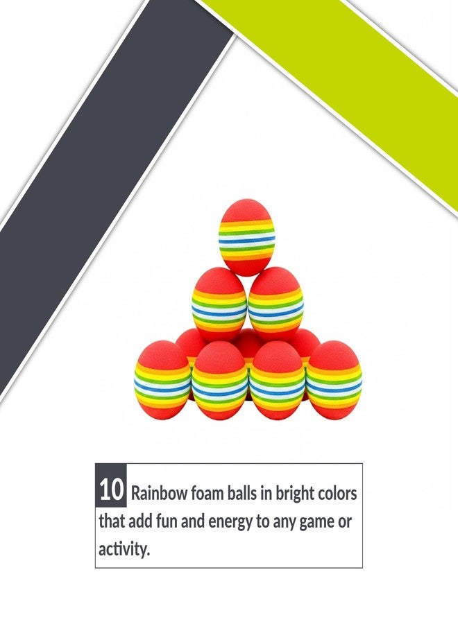 GISCO كرات إسفنجية بألوان قوس قزح من جيسكو (10 قطع) - كرات إسفنجية ناعمة بألوان قوس قزح للعب والتدريب الممتع في الأماكن المغلقة - Image 3